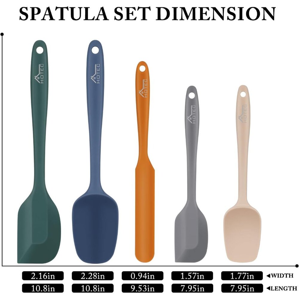 Heat Resistant 600℉ BPA-Free Silicone Rubber Spatula Set for Baking, Cooking, an - Picture 2 of 7
